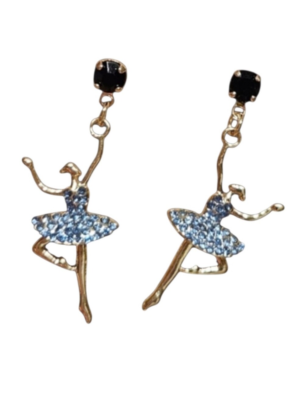 ✨️BOGO* Ballerina Sparkling Pavé Blue Push-back Post Dangle Earrings - NWOT